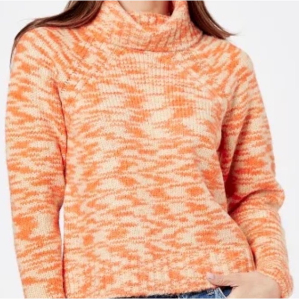 Joie Kaine Orange Alpaca Wool Bld Turtleneck Chunky Pullover Sweater Sz Medium